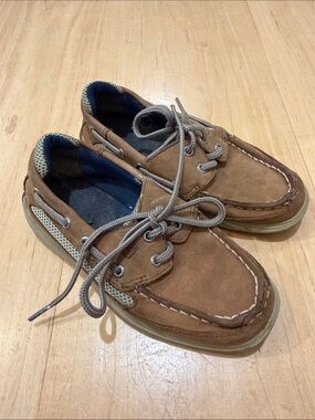 Sperry Kids Brown Suede Boat Shoes with Blue Lining